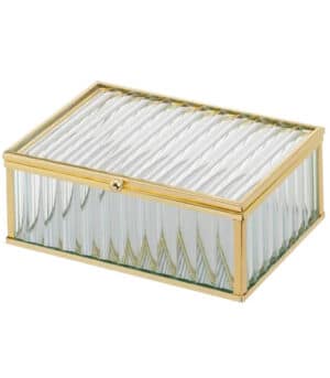 Jewelery Box Glass-Metal Gold 15 X 11cms