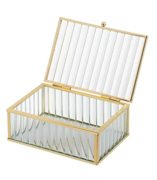 Jewelery Box Glass-Metal Gold 15 X 11cms - Image 2