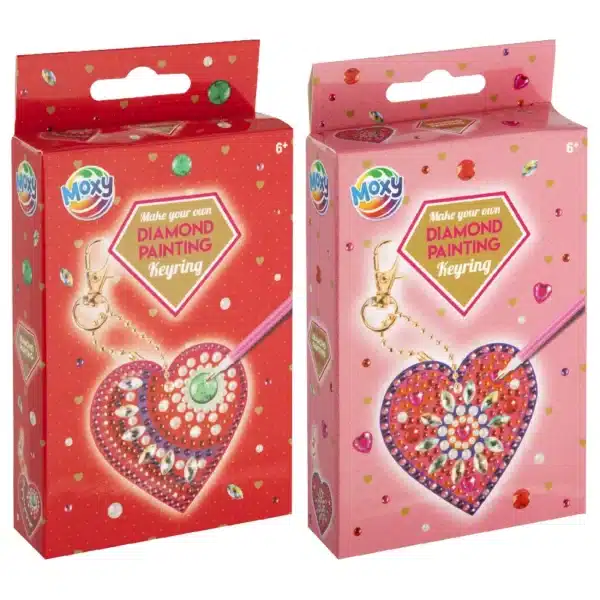 Diamond Painting Heart Keyring, 2 Assorted