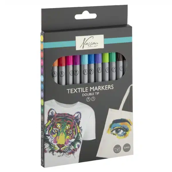 Pack of 12 Dual Tip Textile Markers