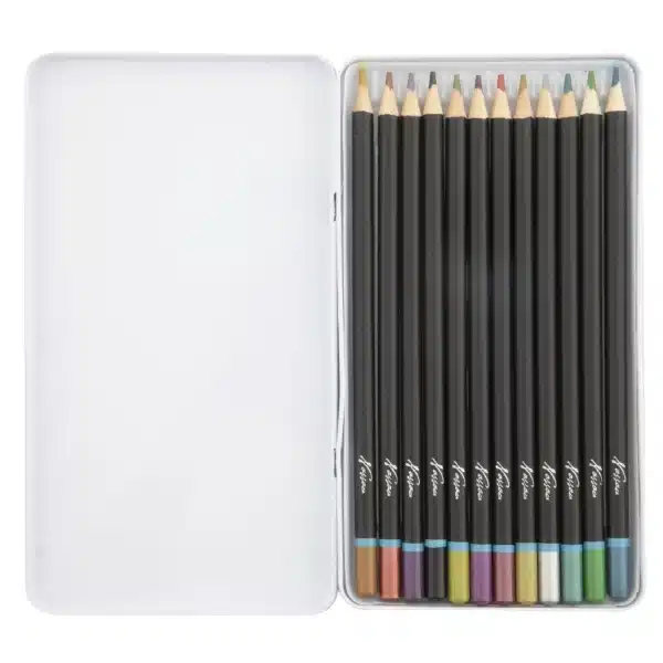 Metallic Colouring Pencils, 12 Pack In Tin - Image 2