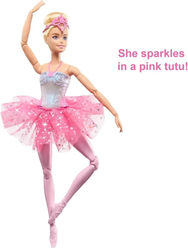 Barbie Dreamtopia Twinkle Lights Ballerina Doll with Blonde Hair & Light-Up Feature Wearing Royal Headband & Pink Tutu - Image 2