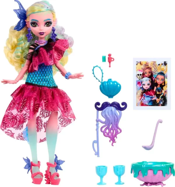 Monster High Monster Ball Doll, Lagoona Blue in Party Dress with Themed Accessories Including Balloons & Punch Bowl - Image 2