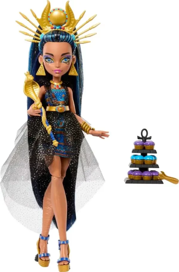 Monster High Monster Ball Doll, Cleo De Nile in Party Dress with Themed Accessories Including Scepter & Cupcakes - Image 3