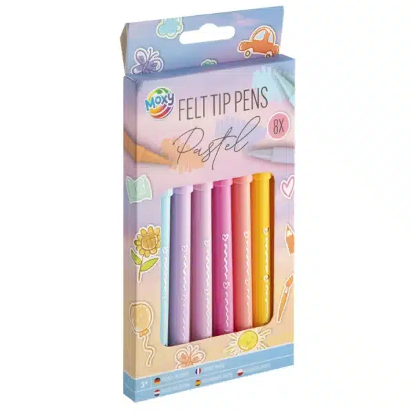 8 Felt Tip Pens Pastel