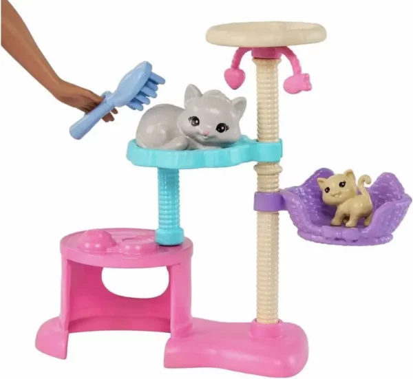 Barbie Kitty Condo Doll & Pets, Cat Tree Toy Playset with 5 Kitten Figures & Accessories - Image 3