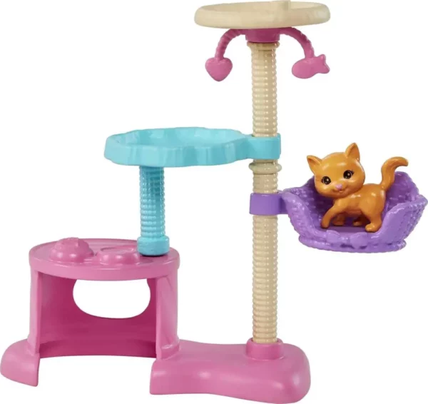 Barbie Kitty Condo Doll & Pets, Cat Tree Toy Playset with 5 Kitten Figures & Accessories - Image 2