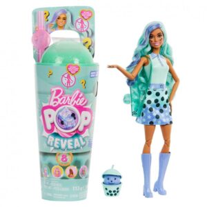 Barbie Pop Reveal Bubble Tea Series Doll & Accessories with Pet, 8 Surprises Include Color Change, Cup with Storage (Styles May Vary)