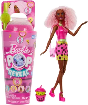 Barbie Pop Reveal Bubble Tea Series Doll & Accessories with Fashion Doll & Pet, 8 Surprises Include Color Change, Cup with Storage