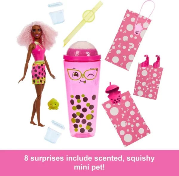 Barbie Pop Reveal Bubble Tea Series Doll & Accessories with Fashion Doll & Pet, 8 Surprises Include Color Change, Cup with Storage - Image 3