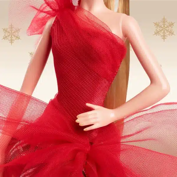 Barbie Signature Doll, 2024 Holiday Blonde Fashion Doll Wearing Gown with Plaid Skirt, Seasonal Collector Gift - Image 2