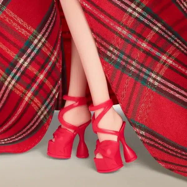 Barbie Signature Doll, 2024 Holiday Blonde Fashion Doll Wearing Gown with Plaid Skirt, Seasonal Collector Gift - Image 4