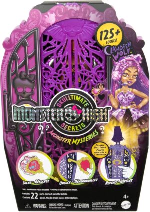 Monster High Skulltimate Secrets Doll and Accessories Set, Monster Mysteries Clawdeen Wolf with Dress-Up Closet and 19+ Surprises including Clothes