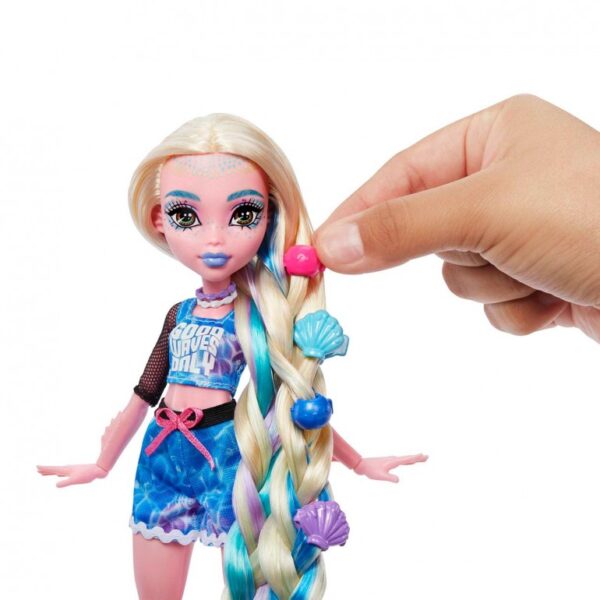 Monster High Doll, Lagoona Blue Spa Day Set with Wear and Share Accessories Like Hair Clips, Hair Chalk and Tattoos - Image 5