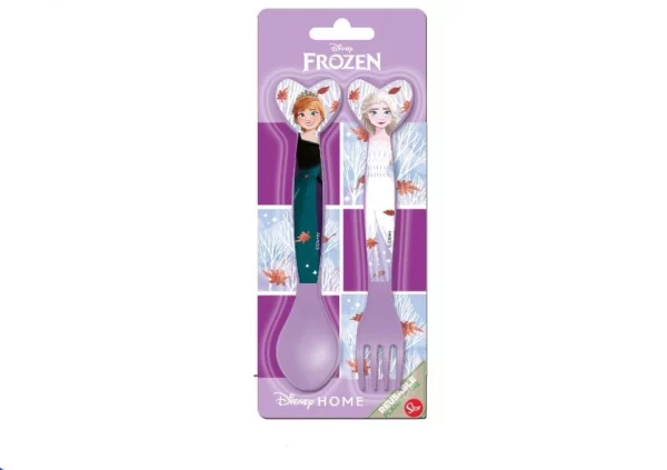 Disney Frozen Reusable Plastic Cutlery Set - Fork & Spoon
