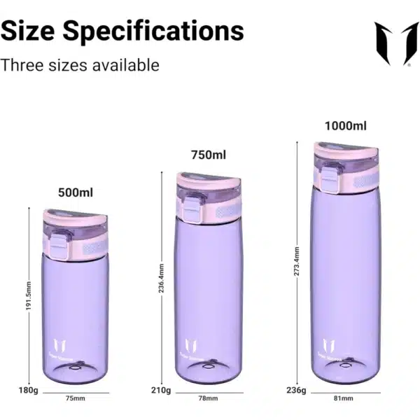 Super Sparrow TouchSip™ Tritan Water Bottle 750ml Pale Purple - Image 3
