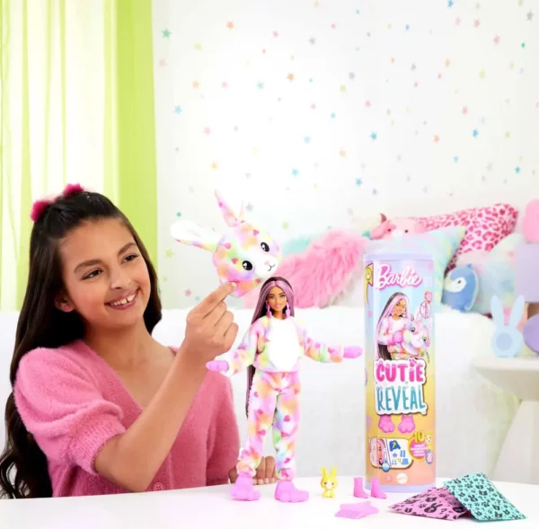 Barbie Cutie Reveal Doll & Accessories, Color Dream Series, Tie-Dyed Bunny Plush Costume & 10 Surprises Including Color Change - Image 6