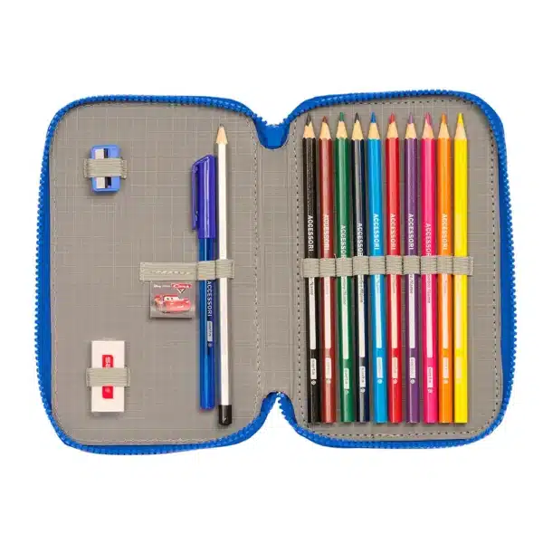Double Filled Pencil Case 28 Pieces Disney Cars “Race Ready” - Image 3