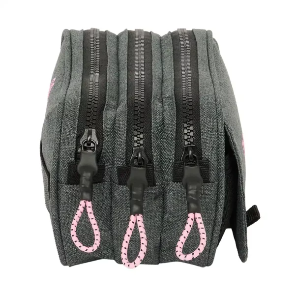 Large Triple Pencil Case Kappa "Silver Pink" - Image 3