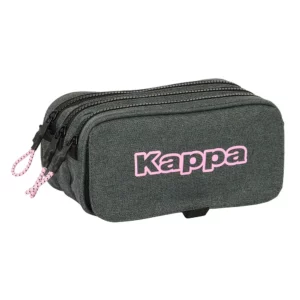 Large Triple Pencil Case Kappa "Silver Pink"