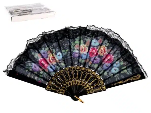 Folding Fan With Lace 23cm