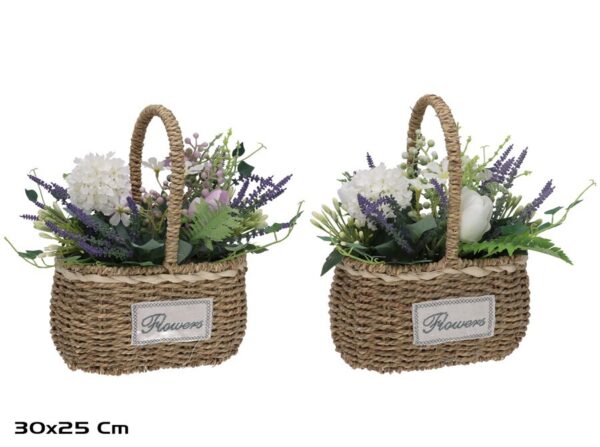 Tulips In Wicker Basket-30x25cm