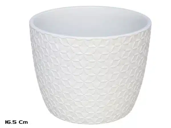 Elio White Flower Pot 16.5x12.7x12.4cms
