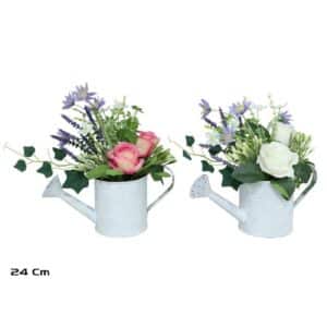 Roses In Tin Watering Can Pot 24cm