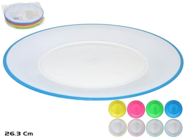 Halia Flat Plate 4 Assorted Colours  26.3x1.5cms