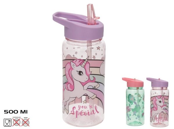 Nika Plastic Decorated Bottle Unicorn 750ml 2 Assorted