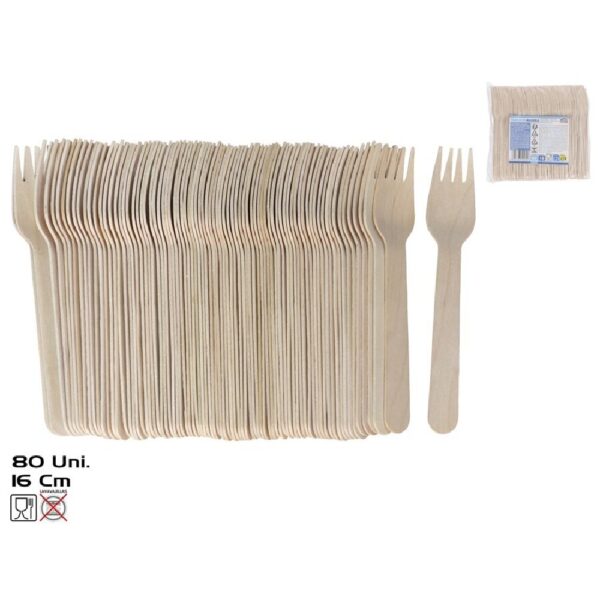 Disposable Wooden Forks X80 16 cm