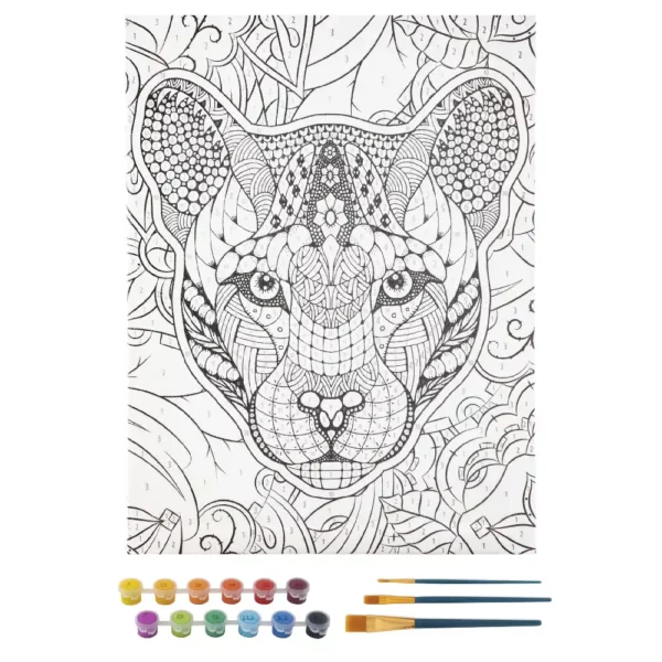 Paint By Number Tiger Canvas - 30x40cm + 12 Paints, 3 Paint Brushes - Image 2