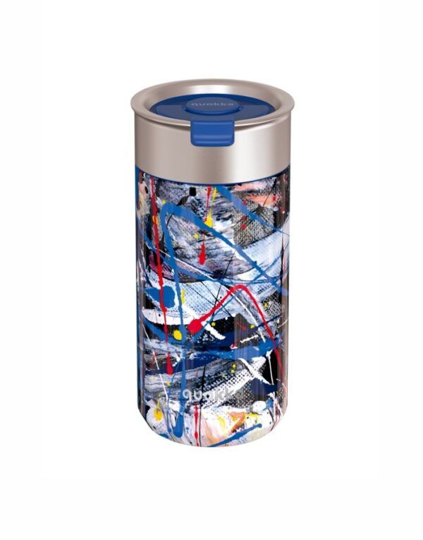 Quokka Thermal Stainless Steel Coffee Tumbler Blue Abstract 400ml