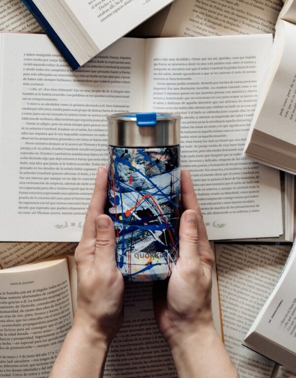 Quokka Thermal Stainless Steel Coffee Tumbler Blue Abstract 400ml - Image 2
