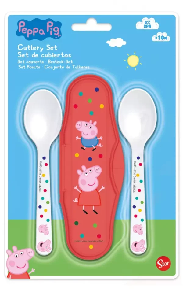Toddler 2 Pcs Plastic Spoons Travel Set Peppa Pig