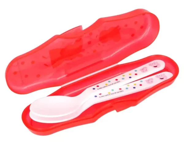 Toddler 2 Pcs Plastic Spoons Travel Set Peppa Pig - Image 2