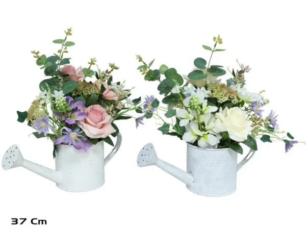 Roses In Metal Pot-37cm