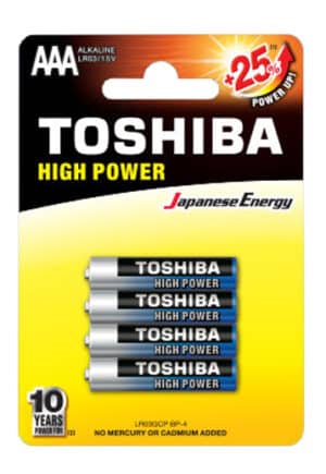 Pack of 4 Toshiba Alkaline AAA Batteries