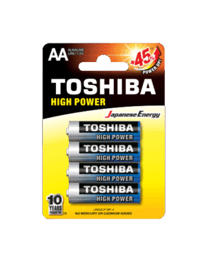 Pack of 4 Toshiba Alkaline AA Batteries