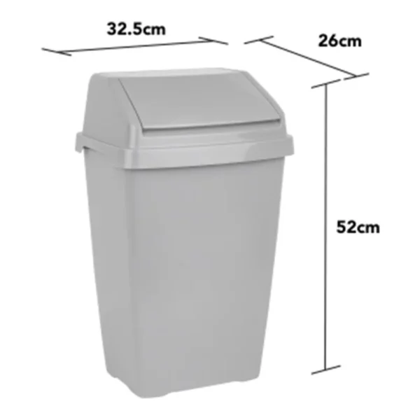 Swing Bin 25Ltr Lift Top Bin - Grey - Image 2