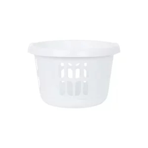 Plastic Round Laundry Basket Ice White