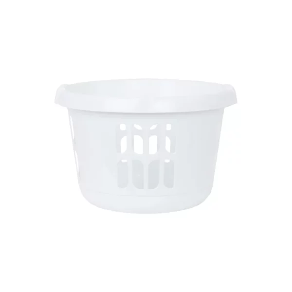 Plastic Round Laundry Basket Ice White