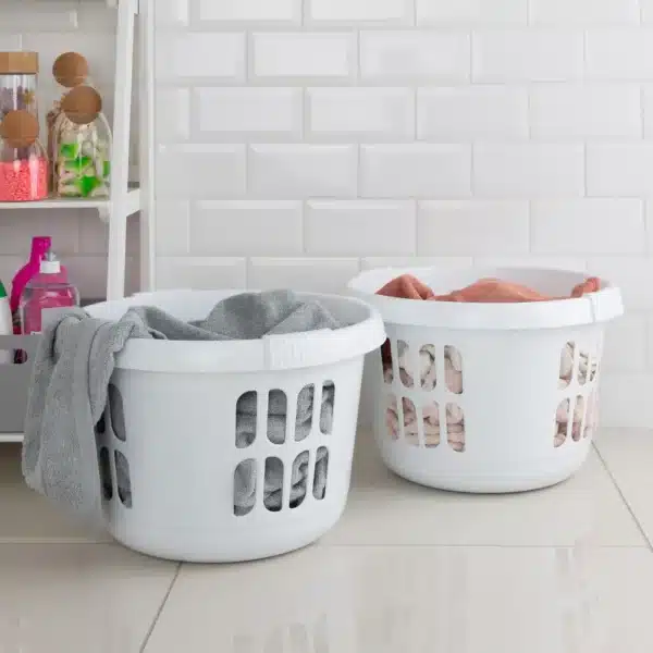 Plastic Round Laundry Basket Ice White - Image 2