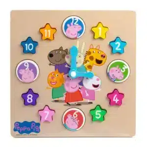 Peppa Pig Wooden Learning Time Clock Shape Sorter & Shapes Evie Puzzle