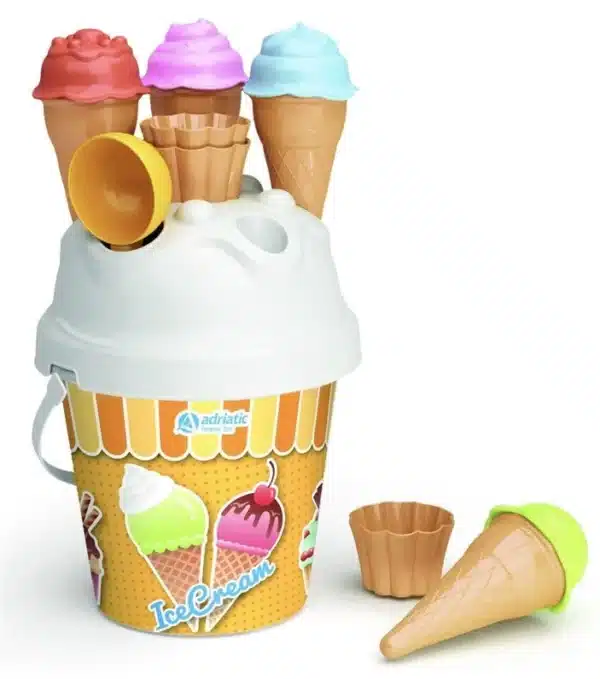 Ice Cream Beach Bucket Set with Cones Moulds - Diameter 18cms