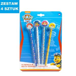 Paw Patrol 4 Pencils And Toppers set