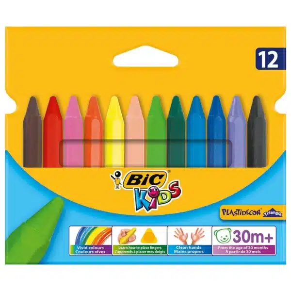Bic Plastidecor® Triangular Jumbo Crayons x12