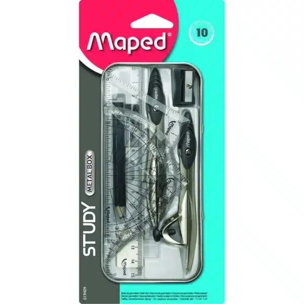 Maped Study Geometry 10 Piece Set in Tin Box