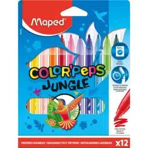 Maped Color'Peps Jungle Colouring Felt Tip Pens - Pack of 12 Bright Colours