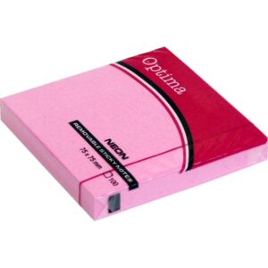Optima Sticky Notes 75x75mm Pink x100